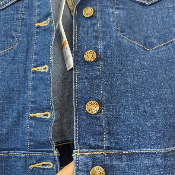 Calvin Klein Denim Jean Cropped Jacket Size Small - Picture 7 of 17